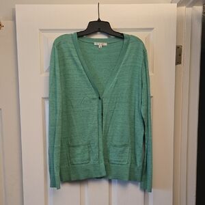 CAbi Green Cardigan Sweater V-Neck Lightweight